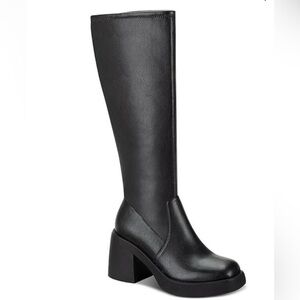 SUN + STONE Women's Tylaa Block-Heel Black Dress Boots Size 8.5